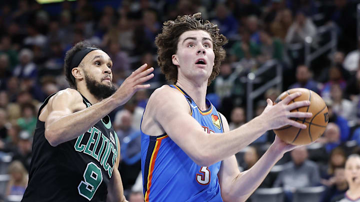 Jan 3, 2023; Oklahoma City, Oklahoma, USA; Oklahoma City Thunder guard Josh Giddey (3) drives to the
