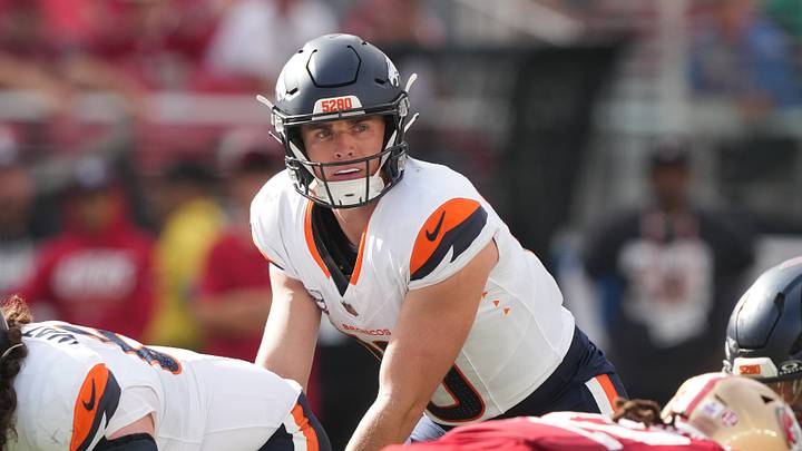 Oct 4, 2026; Santa Clara, California, USA; Denver Broncos quarterback Bo Nix (10) during the third quarter against the San Francisco 49ers at Levi's Stadium. Mandatory Credit: Darren Yamashita-Imagn Images