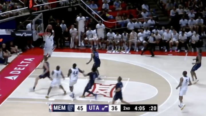 Bailey gets up for a slam in a Summer League game