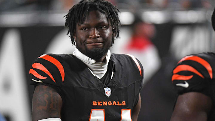 Aug 7, 2025; Philadelphia, Pennsylvania, USA; Cincinnati Bengals linebacker Demetrius Knight Jr. (44) walks off the field at halftime against the Philadelphia Eagles at Lincoln Financial Field. Mandatory Credit: Eric Hartline-Imagn Images