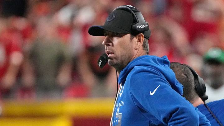Indianapolis Colts head coach Shane Steichen looks on during the second quarter against the Kansas City Chiefs at GEHA Field at Arrowhead Stadium. Indianapolis Colts head coach Shane Steichen looks on during the second quarter against the Kansas City Chiefs at GEHA Field at Arrowhead Stadium.