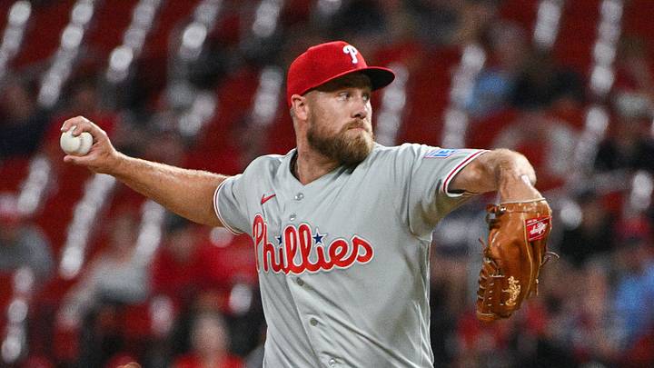 Aug 10, 2026; St. Louis, Missouri, USA; Philadelphia Phillies pitcher Jonathan Bowlan (52) throws against the St. Louis Cardinals during the ninth inning at Busch Stadium. Mandatory Credit: Jeff Curry-Imagn Images Aug 10, 2026; St. Louis, Missouri, USA; Philadelphia Phillies pitcher Jonathan Bowlan (52) throws against the St. Louis Cardinals during the ninth inning at Busch Stadium. Mandatory Credit: Jeff Curry-Imagn Images