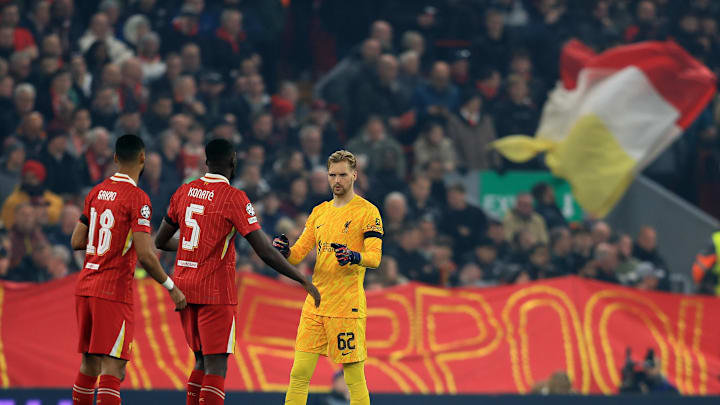 Cody Gakpo, Ibrahima Konate & Caoimhin Kelleher of Liverpool