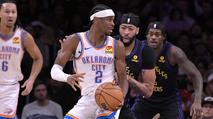 Jan 15, 2024; Los Angeles, California, USA;   Oklahoma City Thunder guard Shai Gilgeous-Alexander