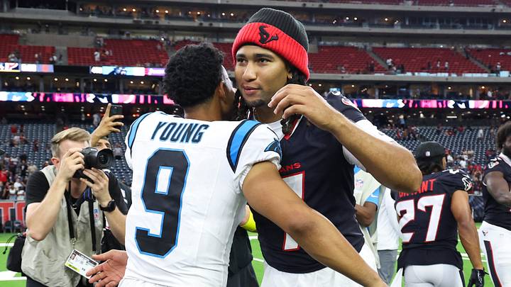 Aug 16, 2025; Houston, Texas, USA; Carolina Panthers quarterback Bryce Young (9) and Houston Texans quarterback C.J. Stroud (7) greet on the field after the game at NRG Stadium. Mandatory Credit: Troy Taormina-Imagn Images Aug 16, 2025; Houston, Texas, USA; Carolina Panthers quarterback Bryce Young (9) and Houston Texans quarterback C.J. Stroud (7) greet on the field after the game at NRG Stadium. Mandatory Credit: Troy Taormina-Imagn Images