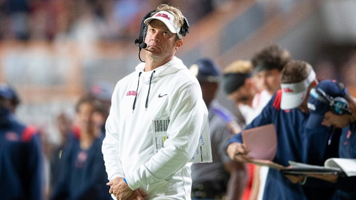 Mississippi Football Coach Lane Kiffin during a football game between Tennessee and Ole Miss at Neyland Stadium in Knoxville, Tenn. on Saturday, Oct. 16, 2021.

Kns Tennessee Ole Miss Football Bp