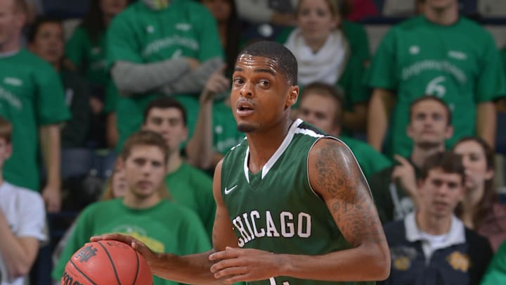 Nov 26, 2012; South Bend, IN, USA; Chicago State Cougars guard Jamere Dismukes (2) dribbles the ball up court in the first half against the Notre Dame Fighting Irish at the Purcell Pavilion. Notre Dame won 92-65. Mandatory Credit: Matt Cashore-Imagn Images