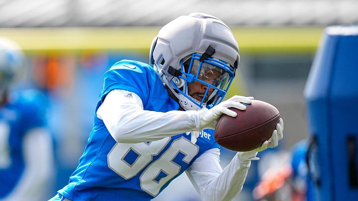 Detroit Lions wide receiver Cedrick Wilson Jr. (86) practices during training camp at Meijer Performance Center in Allen Park on Monday, August 10, 2026. Detroit Lions wide receiver Cedrick Wilson Jr. (86) practices during training camp at Meijer Performance Center in Allen Park on Monday, August 10, 2026.