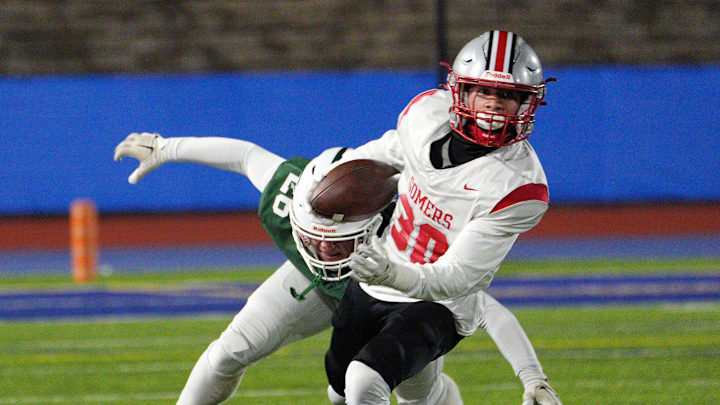 Somers Dean Palazzolo (30) looks for some running room in the Cornwall defense during the Class A NYSPHSAA East semifinal at Middletown High School Nov. 29, 2024.