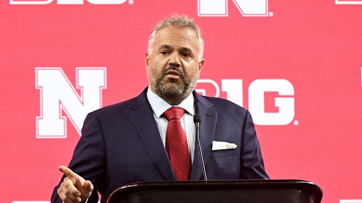  Nebraska football head coach Matt Rhule speaks to the media