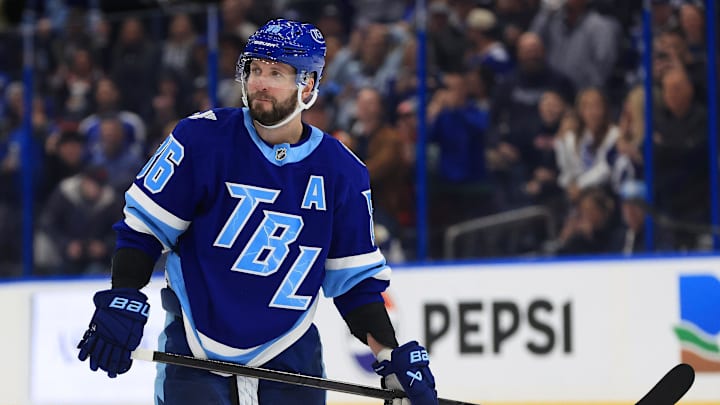 Feb 5, 2026; Tampa, Florida, USA;Tampa Bay Lightning right wing Nikita Kucherov (86) during the third period against the Florida Panthers at Benchmark International Arena. Mandatory Credit: Kim Klement Neitzel-Imagn Images