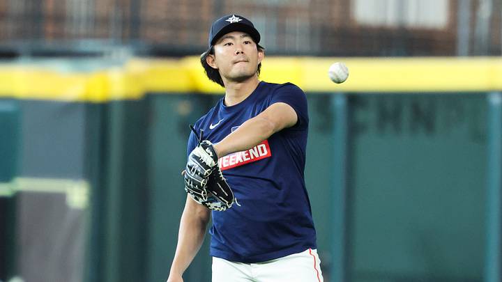Sep 4, 2026; Houston, Texas, USA; Houston Astros pitcher Tatsuya Imai throws on the field before the game against the Arizona Diamondbacks at Daikin Park. Mandatory Credit: Troy Taormina-Imagn Images