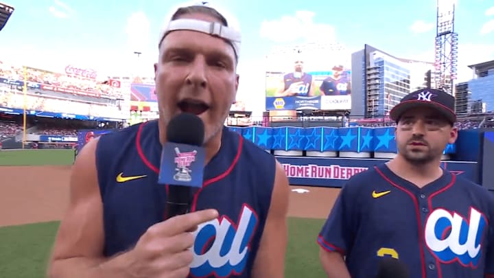 Pat McAfee and Ty Schmit introduced the Home Run Derby field Monday night in Atlanta Pat McAfee and Ty Schmit introduced the Home Run Derby field Monday night in Atlanta