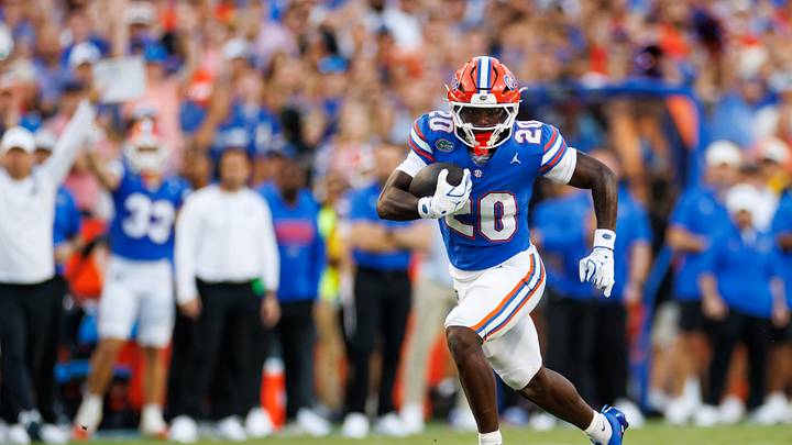 Sep 26, 2026; Gainesville, Florida, USA; Florida Gators running back Duke Clark (20) rushes with the ball against the Mississippi Rebels during the second half at Ben Hill Griffin Stadium. Mandatory Credit: Matt Pendleton-Imagn Images Sep 26, 2026; Gainesville, Florida, USA; Florida Gators running back Duke Clark (20) rushes with the ball against the Mississippi Rebels during the second half at Ben Hill Griffin Stadium. Mandatory Credit: Matt Pendleton-Imagn Images