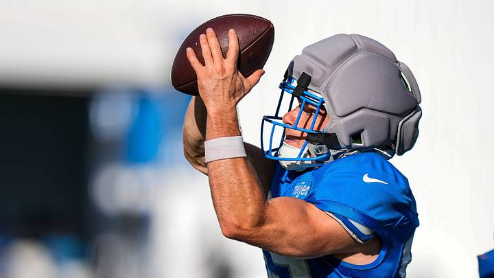 Detroit Lions wide receiver Tom Kennedy (85) practices during training camp at Meijer Performance Center in Allen Park on Monday August 17, 2026.