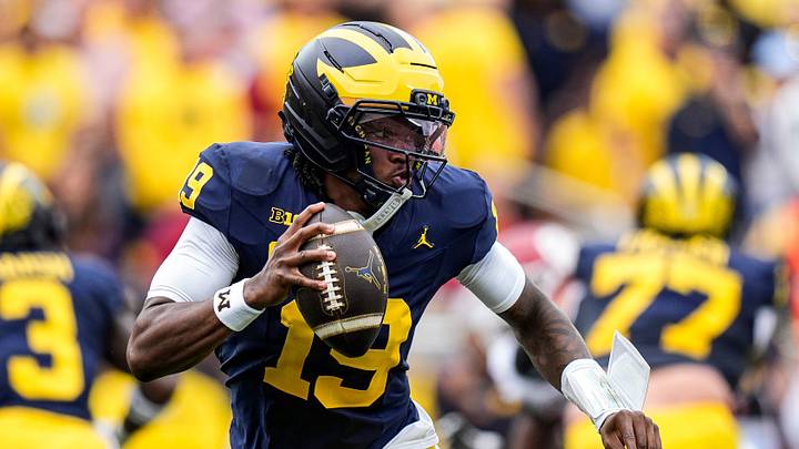 Michigan quarterback Bryce Underwood (19) runs against Oklahoma during the first half at Michigan Stadium in Ann Arbor on Saturday, Sept. 12, 2026.