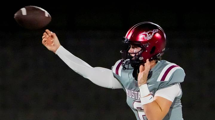 Stanhope Elmore's Davis Foshee (6) passes against Eufaula during their game in Millbrook, Ala., on Friday evening, September 25, 2026.
