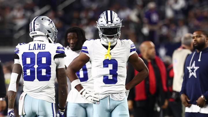 Dec 14, 2025; Arlington, Texas, USA; Dallas Cowboys wide receiver George Pickens (3) warms up before a game against the Minnesota Vikings at AT&T Stadium. Mandatory Credit: Kevin Jairaj-Imagn Images