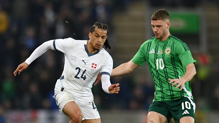 Jamie Donley in action on his Northern Ireland debut 