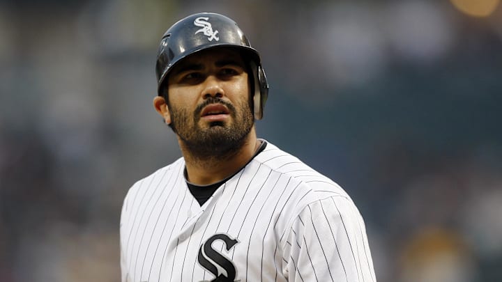 Aug 17, 2011; Chicago, IL, USA; Chicago White Sox right fielder Carlos Quentin during the first inning against the Cleveland Indians at US Cellular Field.  Mandatory Credit: Jerry Lai-Imagn Images
