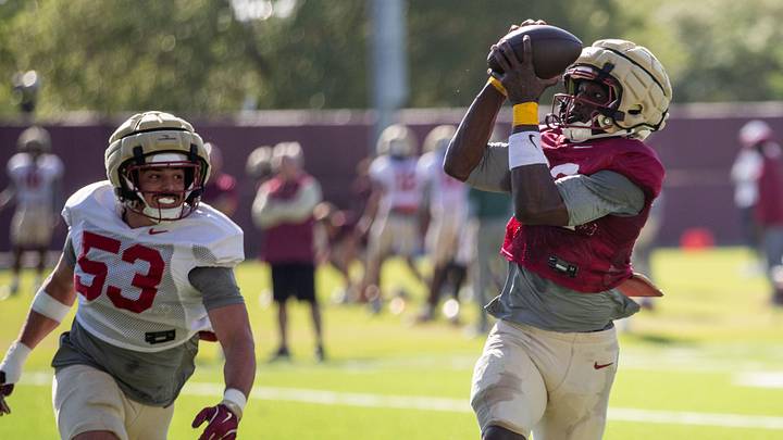 The Florida State Seminoles football team practice for the upcoming season Thursday, April 9, 2026.