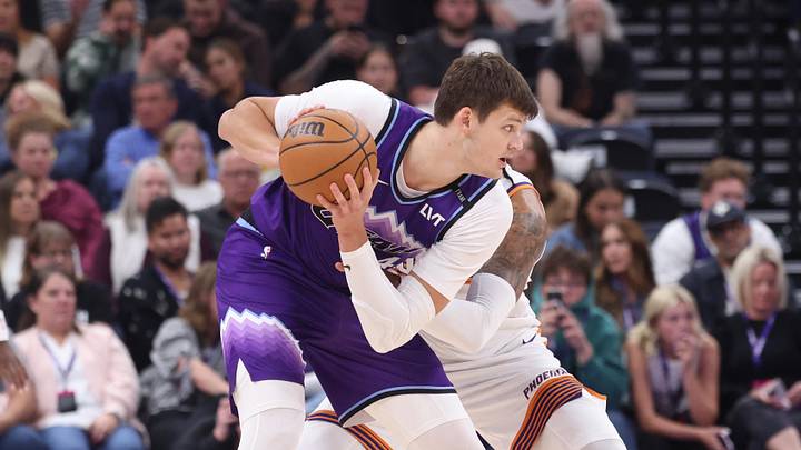 Oct 27, 2025; Salt Lake City, Utah, USA; Utah Jazz center Walker Kessler (24) posts up against Phoenix Suns center Nick Richards (2) during the second quarter at Delta Center. Mandatory Credit: Rob Gray-Imagn Images Oct 27, 2025; Salt Lake City, Utah, USA; Utah Jazz center Walker Kessler (24) posts up against Phoenix Suns center Nick Richards (2) during the second quarter at Delta Center. Mandatory Credit: Rob Gray-Imagn Images