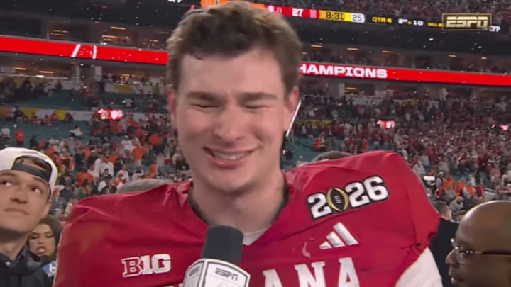 Fernando Mendoza was overcome with emotion after Indiana sealed the title