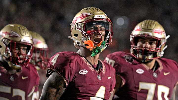 Nov 11, 2023; Tallahassee, Florida, USA; Florida State Seminoles wide receiver Keon Coleman (4)