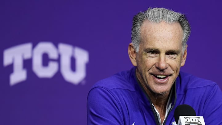 Oct 23, 2024; Kansas City, MO, USA; TCU Horned Frogs head coach Jamie Dixon talks to media during the Big 12 Men’s Basketball Media Day at T-Mobile Center. Mandatory Credit: Jay Biggerstaff-Imagn Images Oct 23, 2024; Kansas City, MO, USA; TCU Horned Frogs head coach Jamie Dixon talks to media during the Big 12 Men’s Basketball Media Day at T-Mobile Center. Mandatory Credit: Jay Biggerstaff-Imagn Images