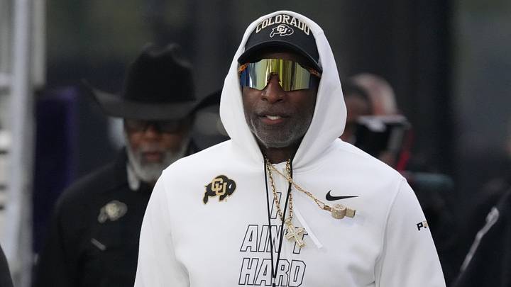 Sep 19, 2026; Evanston, Illinois, USA; Colorado Buffaloes head coach Deion Sanders takes the field with his team for warmups before the game against the Northwestern Wildcats at Northwestern Medicine Field at Martin Stadium. Mandatory Credit: David Banks-Imagn Images Sep 19, 2026; Evanston, Illinois, USA; Colorado Buffaloes head coach Deion Sanders takes the field with his team for warmups before the game against the Northwestern Wildcats at Northwestern Medicine Field at Martin Stadium. Mandatory Credit: David Banks-Imagn Images