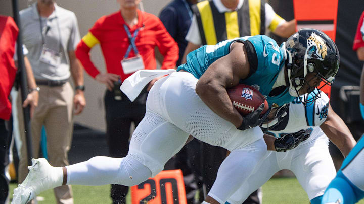 Jacksonville Jaguars running back Bhayshul Tuten. [Doug Engle/Florida Times-Union]