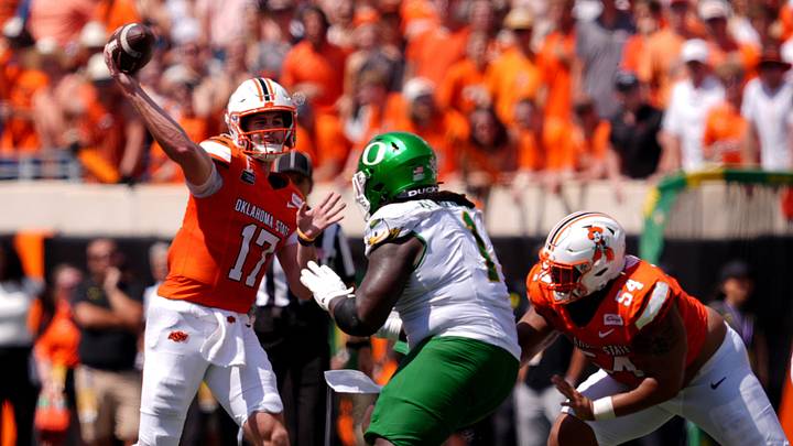 Oklahoma State and QB Drew Mestemaker might have wreaked some havoc with the College Football Playoff in Week 2. Oklahoma State and QB Drew Mestemaker might have wreaked some havoc with the College Football Playoff in Week 2.