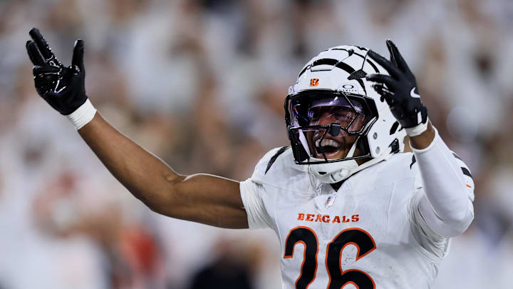Oct 16, 2025; Cincinnati, Ohio, USA; Cincinnati Bengals safety Tycen Anderson (26) reacts against the Pittsburgh Steelers during the fourth quarter at Paycor Stadium. Mandatory Credit: Katie Stratman-Imagn Images