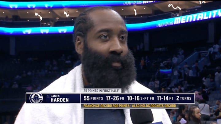 James Harden dropped 55 points on the Hornets Saturday