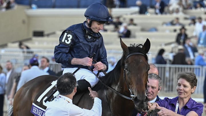 Nov 1, 2024; Del Mar, CA, USA; Ryan Moore is congratulated after winning the Juvenile Turf race aboard Henri Matisse during the 2024 Breeders' Cup Championship at Del Mar Thoroughbred Club. Nov 1, 2024; Del Mar, CA, USA; Ryan Moore is congratulated after winning the Juvenile Turf race aboard Henri Matisse during the 2024 Breeders' Cup Championship at Del Mar Thoroughbred Club.