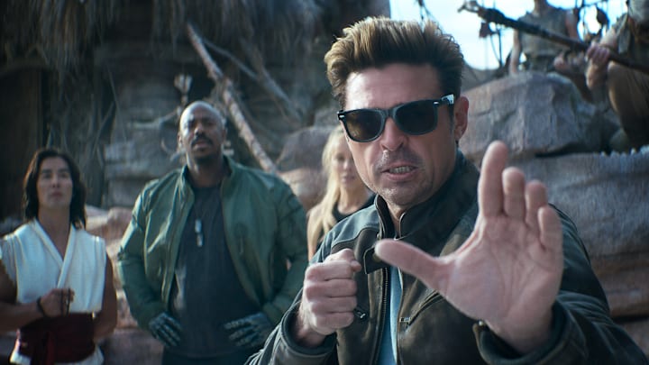 (L-R) Ludi Lin as “Liu Kang”, Mehcad Brooks as “Jackson ‘Jax’ Briggs”, Jessica McNamee as “Sonya Blade”, and Karl Urban as “Johnny Cage” in New Line Cinema’s “Mortal Kombat. Courtesy Warner Bros. Pictures