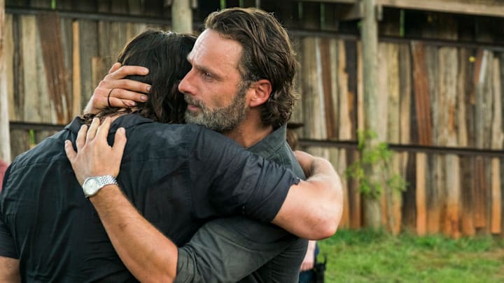 Andrew Lincoln as Rick Grimes, Norman Reedus as Daryl Dixon - The Walking Dead season 7