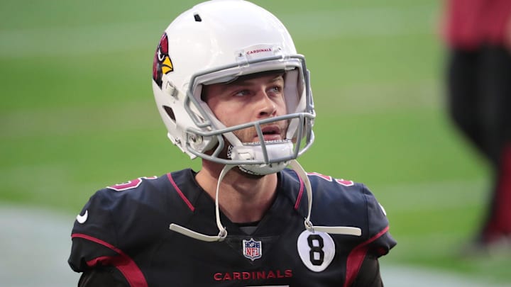 Dec 6, 2020; Glendale, Arizona USA  Arizona Cardinals place kicker Zane Gonzalez (5) prepares to play against the Los Angeles Rams. Mandatory Credit: Michael Chow-Arizona Republic

Nfl Cards Game L A Rams At Arizona Cardinals