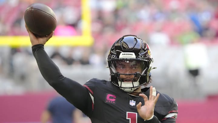 Arizona Cardinals quarterback Kyler Murray warms up before playing against the Seattle Seahawks at State Farm Stadium Arizona Cardinals quarterback Kyler Murray warms up before playing against the Seattle Seahawks at State Farm Stadium