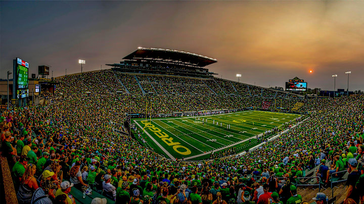 Starting Saturday, Oregon fans will no longer be able to leave Autzen Stadium at half-time and then be allowed back into the stadium. [2017 file photo/Andy Nelson/The Register-Guard] - registerguard.com