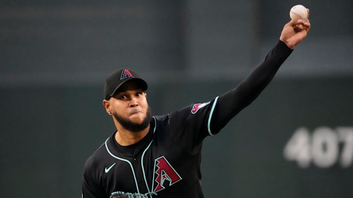 Arizona Diamondbacks pitcher Eduardo Rodriguez (57) throws against the Tampa Bay Rays during the first inning at Chase Field on April 23, 2025, in Phoenix.