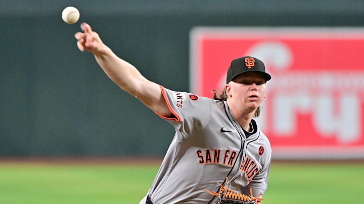 Sep 23, 2024; Phoenix, Arizona, USA; San Francisco Giants pitcher Hayden Birdsong (60) throws in the first inning against the Arizona Diamondbacks at Chase Field. Sep 23, 2024; Phoenix, Arizona, USA; San Francisco Giants pitcher Hayden Birdsong (60) throws in the first inning against the Arizona Diamondbacks at Chase Field.