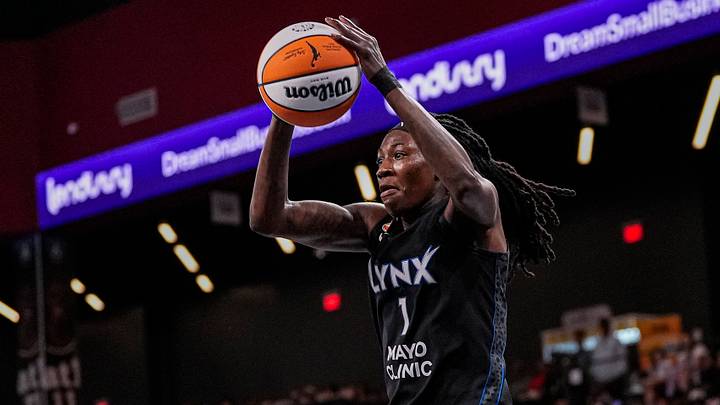 Aug 30, 2026; College Park, Georgia, USA; Minnesota Lynx forward Natasha Howard (1) gets a rebound against the Atlanta Dream during the first half at Gateway Center Arena at College Park. Mandatory Credit: Dale Zanine-Imagn Images Aug 30, 2026; College Park, Georgia, USA; Minnesota Lynx forward Natasha Howard (1) gets a rebound against the Atlanta Dream during the first half at Gateway Center Arena at College Park. Mandatory Credit: Dale Zanine-Imagn Images