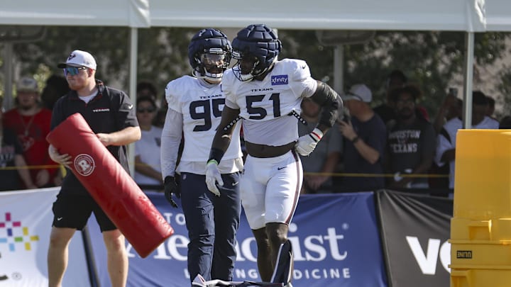 Jul 29, 2024; Houston, TX, USA; Houston Texans defensive end Will Anderson Jr. (51) during training camp at Houston Methodist Training Center. Mandatory Credit: Troy Taormina-Imagn Images