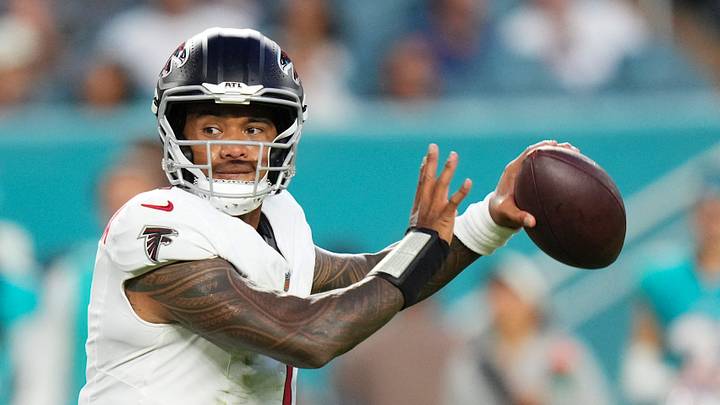 Atlanta Falcons quarterback Tua Tagovailoa. Atlanta Falcons quarterback Tua Tagovailoa.