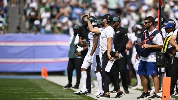 Sep 20, 2026; Nashville, Tennessee, USA; Philadelphia Eagles head coach Nick Sirianni during the first quarter at Nissan Stadium. Sep 20, 2026; Nashville, Tennessee, USA; Philadelphia Eagles head coach Nick Sirianni during the first quarter at Nissan Stadium.