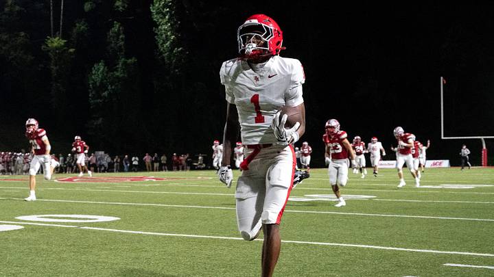Brentwood Academy's Kesean Bowman (1) runs in a touchdown against Brentwood Academy during the second half at Baylor in Chattanooga, Tenn., Thursday, Aug. 20, 2026. Brentwood Academy's Kesean Bowman (1) runs in a touchdown against Brentwood Academy during the second half at Baylor in Chattanooga, Tenn., Thursday, Aug. 20, 2026.
