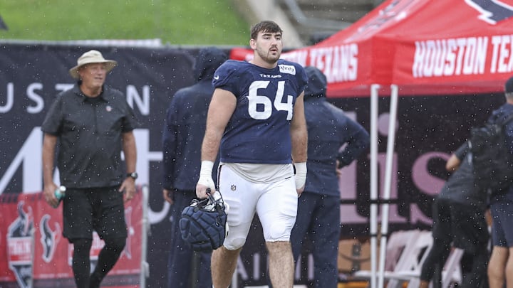 Houston Texans guard Nick Broeker during training camp at Houston Methodist Training Center. Houston Texans guard Nick Broeker during training camp at Houston Methodist Training Center.