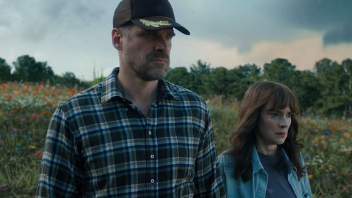 STRANGER THINGS. (L to R) David Harbour as Jim Hopper and Winona Ryder as Joyce Byers in STRANGER THINGS. Cr. Courtesy of Netflix © 2022