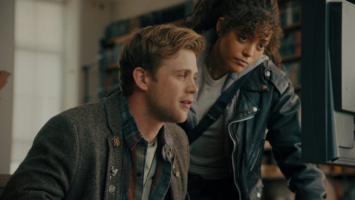 Leo Woodall and Quintessa Swindell in Prime Target on Apple TV+